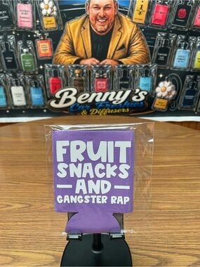 Purple 'Fruit Snacks and Gangster Rap' Can Cozy / Koozie